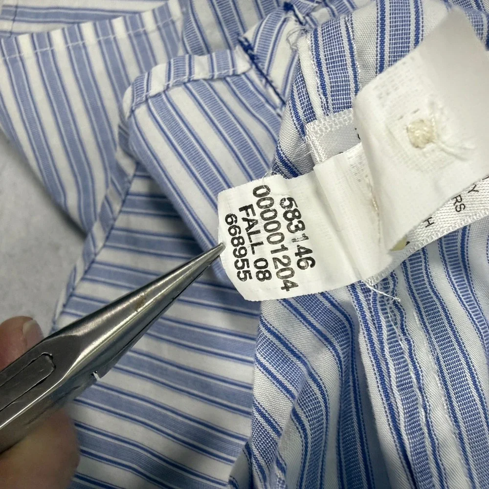 Banana Republic Slim Fit Button Up Shirt Mens XL Blue White Stripe Fall 2008